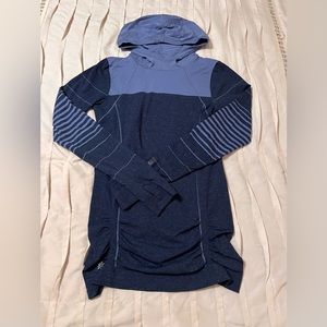 Athleta Womens Size XS Stripe Fastest Track Hoodie Navy Heather Style #457057